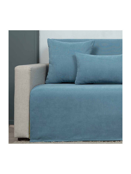 Cotone Cozy Ριχτάρι Τετραθέσιου Καναπέ 180x340εκ. Πετρόλ Ανοιχτό 419340
