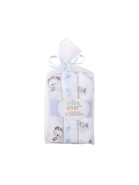Interbaby Muslin Swaddle Wraps Blue Blue 80x80c...