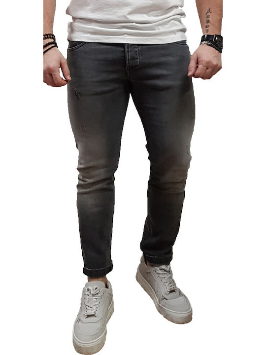 Ανδρικό Παντελόνι Τζιν Ελαστικό με Skinny Εφαρμογή Γκρι