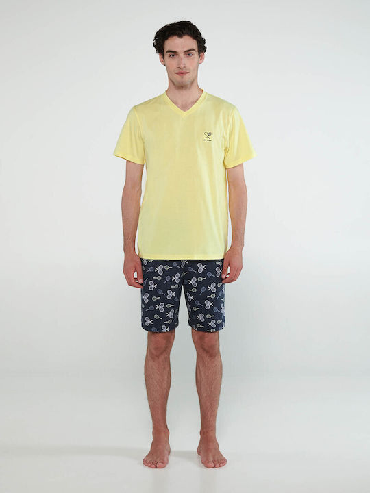 Vamp Men's Summer Pajamas Set Yellow