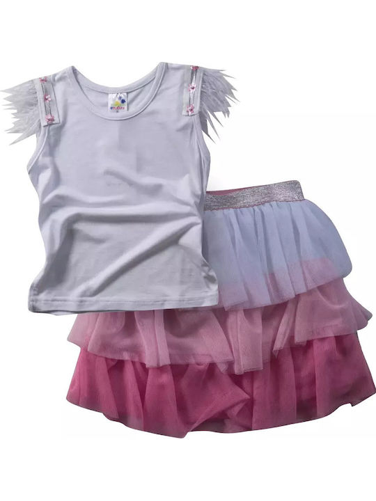 Kids' Set with Skirt Summer 2pcs White