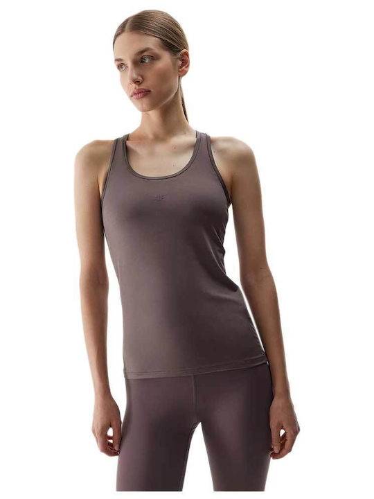 4F Damen Sportliche Bluse Ärmellos Schnell trocknend Braun