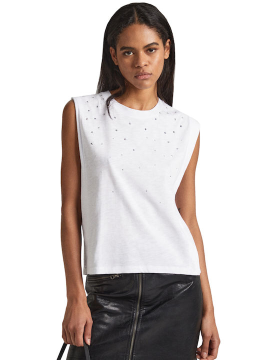 Pepe Jeans Women's Summer Blouse Sleeveless White