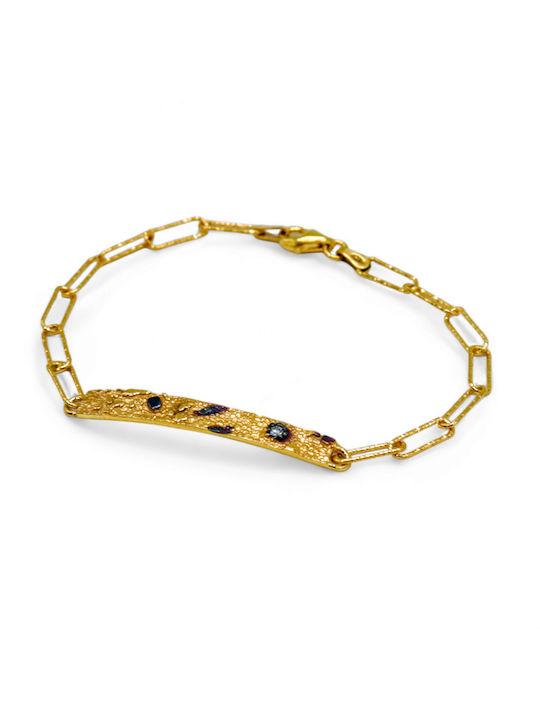 Bracelet Id made of Silver Gold Plated with Zircon