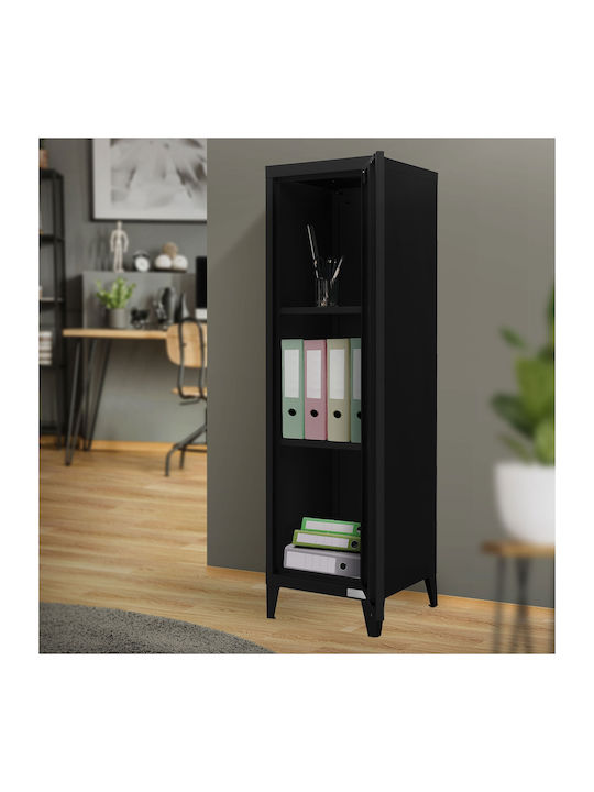 Метален Офисен Шкаф С Ключалка Черен 38x38x137.5см