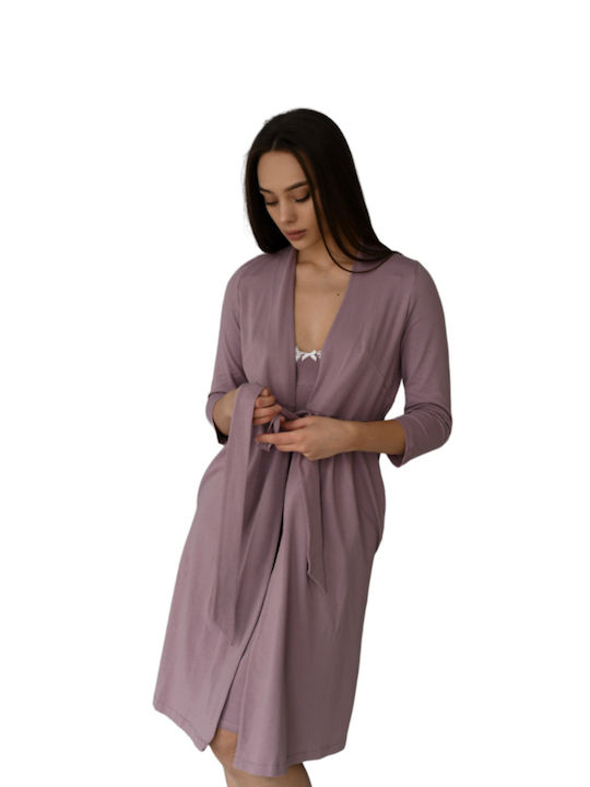 EasyMum Short Robe for Maternity Hospital & Breastfeeding Purple