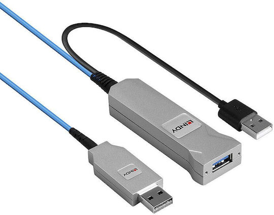 Lindy USB 2.0 Cablu USB-A - USB-A female / USB-A Albastru 30m 43345