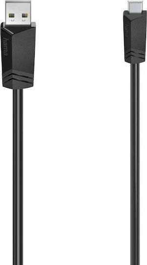 HAMA USB 2.0 Kabel USB-A-Stecker - Mini-USB-B-Stecker Schwarz 0,75m 00200605