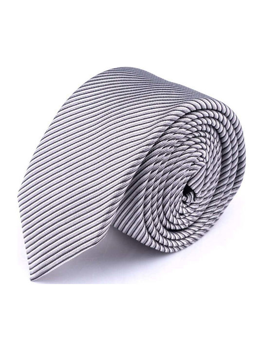 Boss Men's Tie Silk Printed in Silver Color