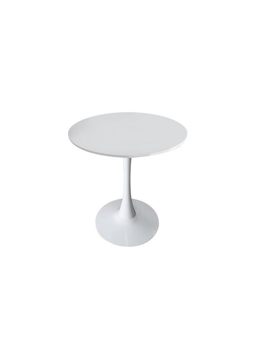 2661 Rund Tisch Speisesaal Holz mit Metallgestell White 60x60cm