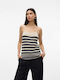 Vero Moda Women's Blouse with Straps Striped Beige