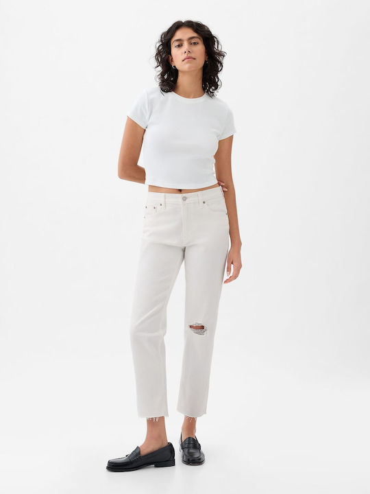 Hoch tailliert Damenjeans in Gerader Linie Optic White