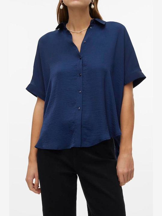 Vero Moda Kurzärmelig Damen Hemd Marineblau