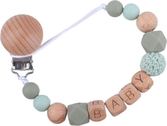 Queen Mother Clip Pacifier with Beads made of Silicone Green