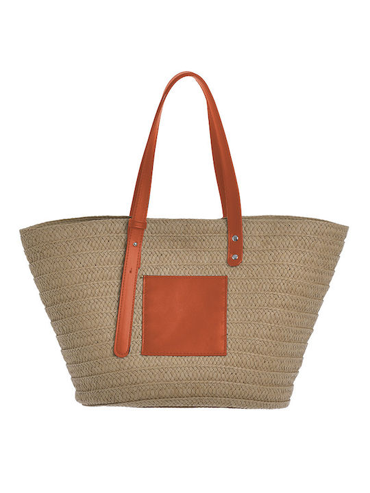 Ble Resort Collection Straw Beach Bag with Wallet Orange