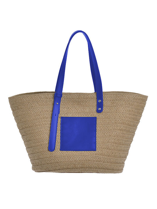 Ble Resort Collection Straw Beach Bag with Wallet Blue