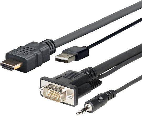 Vivolink HDMI 1.4 High Speed 1080p 120Hz Cable HDMI male - HDMI male / USB-A male / VGA male 2m Μαύρο