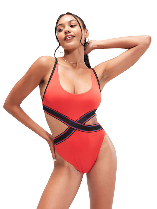 Speedo Solid Athletic One-Piece Swimsuit Watermelon