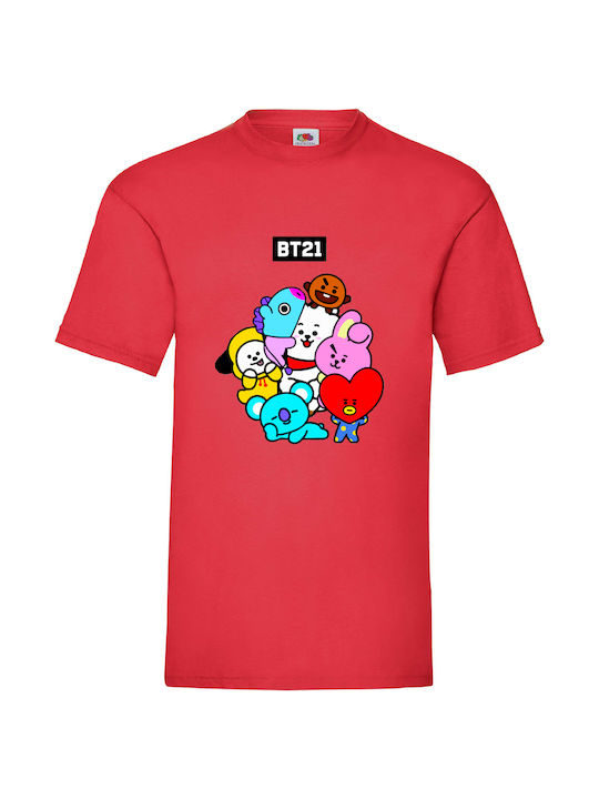 Fruit of the Loom Bt21 Original T-shirt Red Cotton