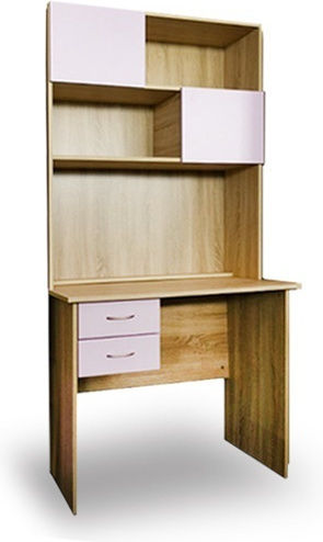 Kids Desk with Library Made of Melamine Beige 100x60x75cm
