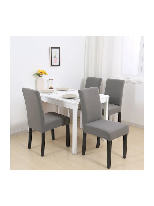 My Home Luxury Ελαστικό Κάλυμμα Καρέκλας Γκρι 6τμχ