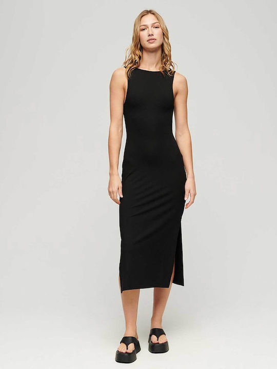 Superdry Jersey Twist Midi Φόρεμα Black