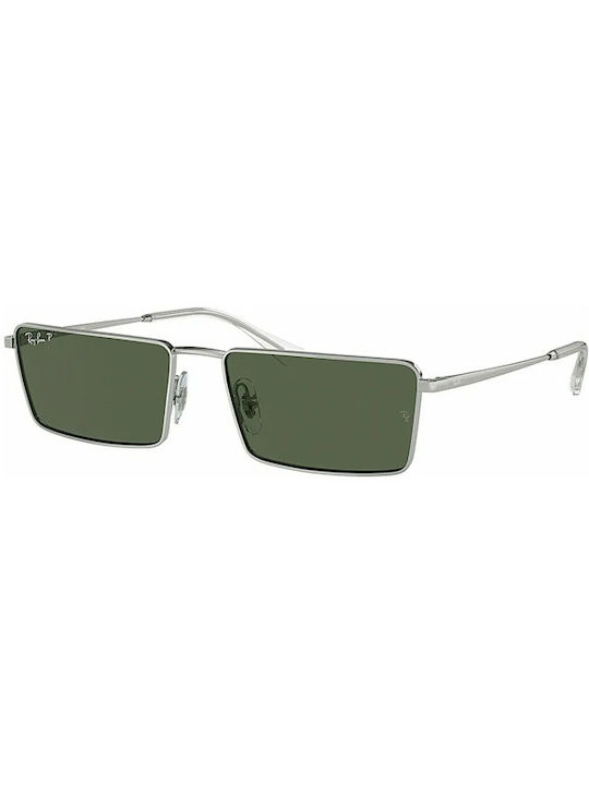 Ray Ban Sunglasses with Silver Frame and Green ...