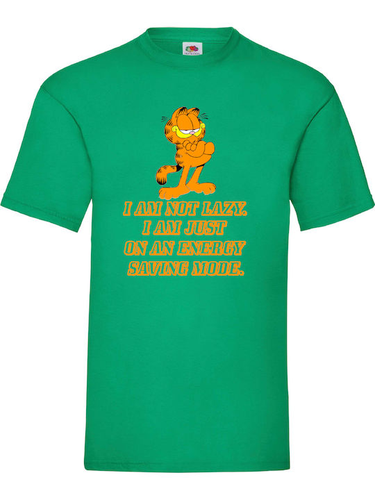 Fruit of the Loom Lazy Garfield Original T-shirt Green Cotton