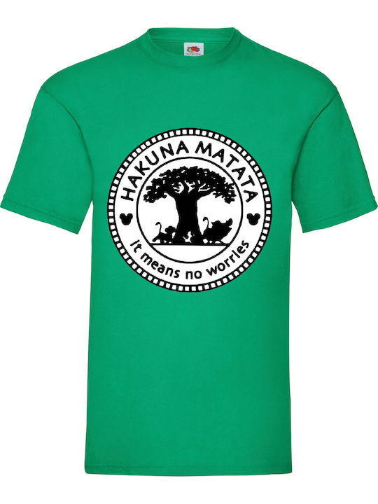Fruit of the Loom Lion King Hakuna Matata Original T-shirt Green Cotton