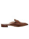 Mourtzi Flat Leather Mules Tabac Brown