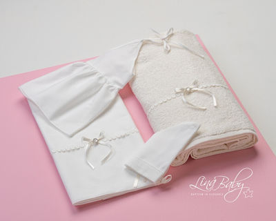 Lollipop Christening Oilcloths Set Ecru