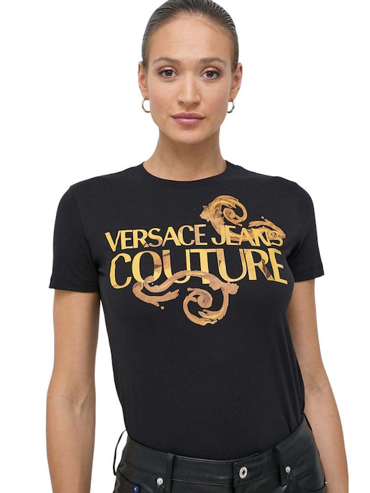 Versace Women's Summer Blouse Cotton Short Sleeve Black