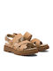 Clairemont Way Leather Women's Flat Sandals in Beige Color