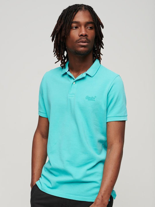 Superdry Men's Short Sleeve Blouse Polo Turquoise
