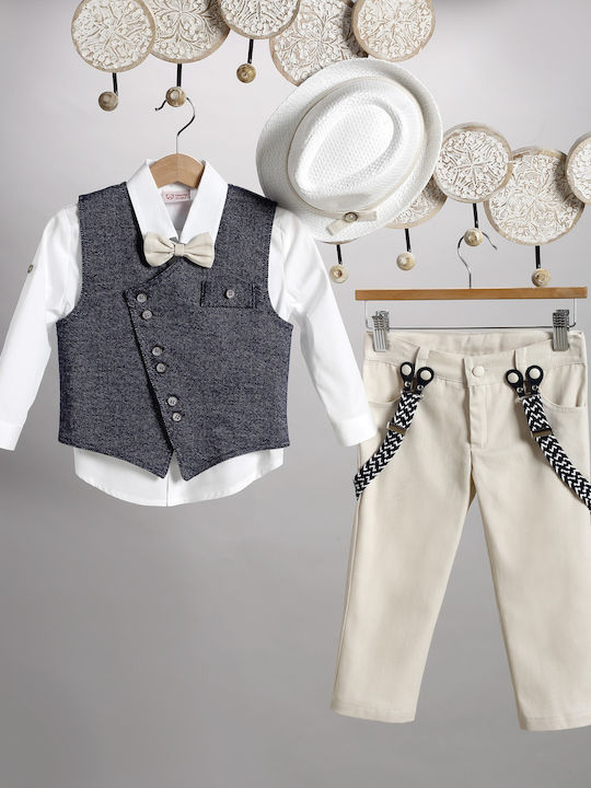 New Life Costum de Botez cu Vestă pentru Băiat Turcoaz 6buc