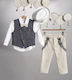 New Life Costum de Botez cu Vestă pentru Băiat Turcoaz 6buc