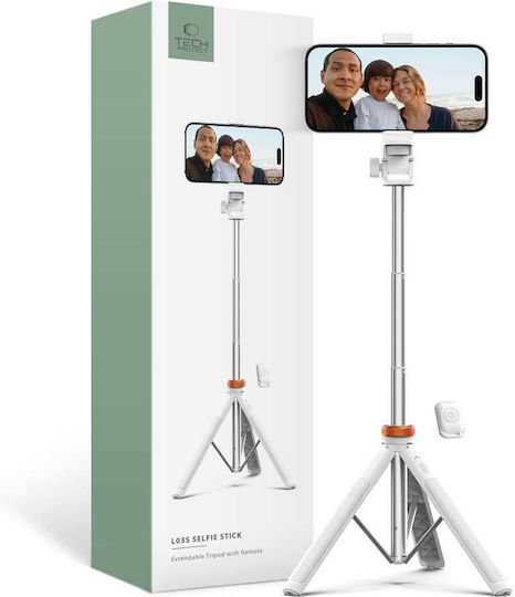 Tech-Protect L03s Selfie Stick Τρίποδο Κινητού Bluetooth Λευκό