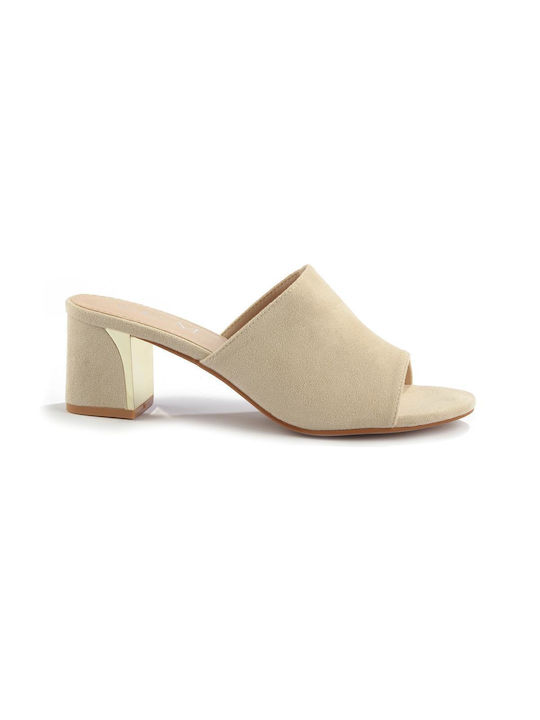 Fshoes Mules mit Hoch Absatz in Beige Farbe