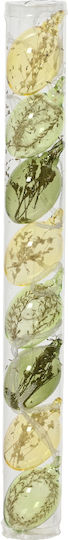 Kaemingk Set of 8 pcs Hanging Glass Eggs Decorated With Dried Flowers 5 X 3.5 cm.