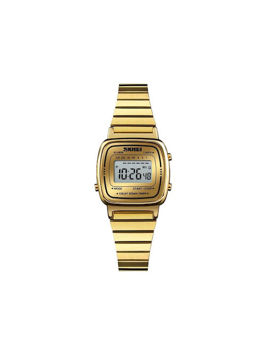 Skmei Αναλογικό/Ψηφιακό Ρολόι Μπαταρίας με Χρυσό Μεταλλικό Μπρασελέ