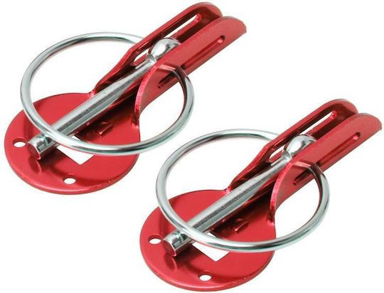 A Pair Universal Automobile Engine Cover Lock Carbon Fiber Hood Lock Car Modification Cover Lock Pull-type Engine Cover Lock Mount Bonnet Hood Pins Lock For Car Modification(red)