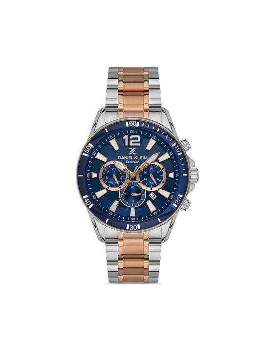 Daniel Klein Uhr Chronograph Batterie mit Rose Gold Metallarmband