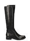 Leather Riding Boots with Zipper Black