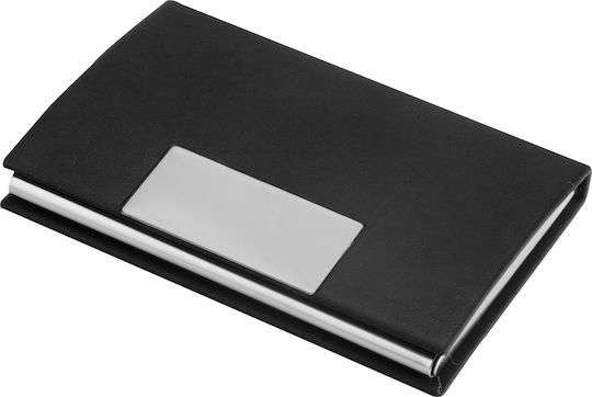 Visitenkartenetui aus Kunstleder mit Metalldetails 9,5x6,5 Cm Ref. Kvz-007 - Schwarz