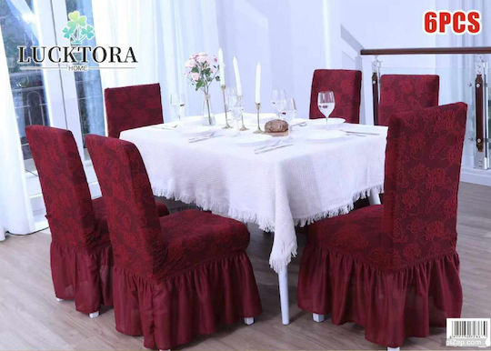 Elastische Abdeckungen Stuhl Burgundisch 6 Stück Elastische Abdeckungen Stuhl Burgundisch 6 Stück