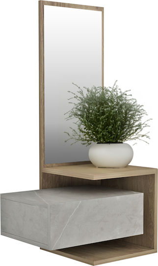 Meara Eingangsmöbel mit Spiegel Melamine Natural-Grey 49.1x31.3x90cm