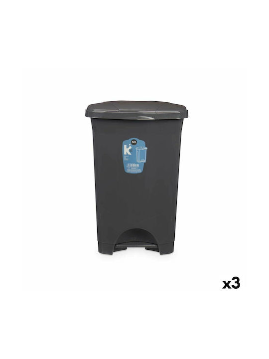 BigBuy Waste Bin Waste Plastic with Pedal Gray 50lt 3pcs