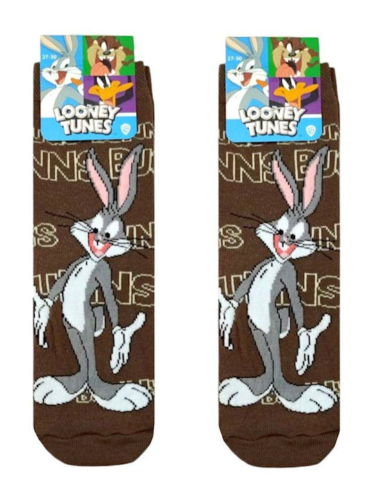 Looney Tunes Παιδικές Κάλτσες Αντιολισθητικές Καφέ