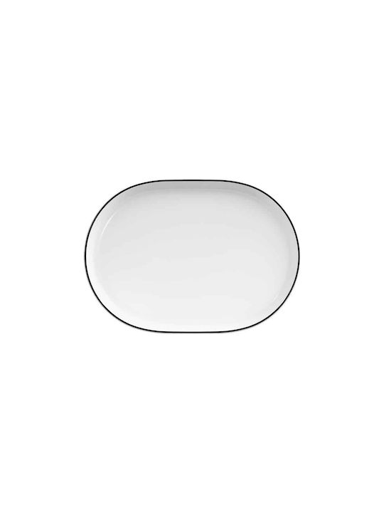 e-exoplismos Servierplatte Oval aus Porzellan Schwarz 29x20cm 6Stück