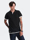 Ombre Men's Short Sleeve Blouse Polo Black OM-POSS-0113